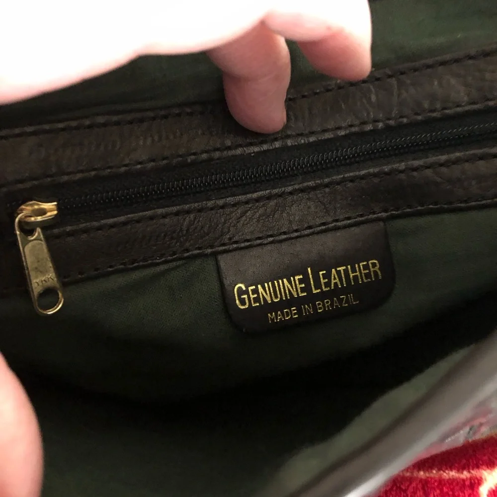 Brazil Genuine Black woven leather purse. Crossbody adjustable strap. - Picture 5 of 9